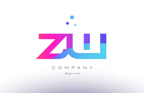 zw z w 创意粉色蓝色现代字母表字母标志图标 temp