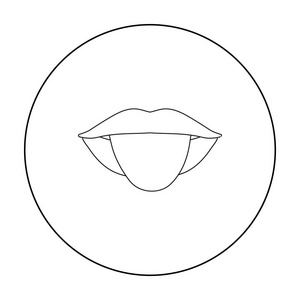 舌头在白色背景上孤立的大纲样式图标。身体象征股票矢量图的一部分