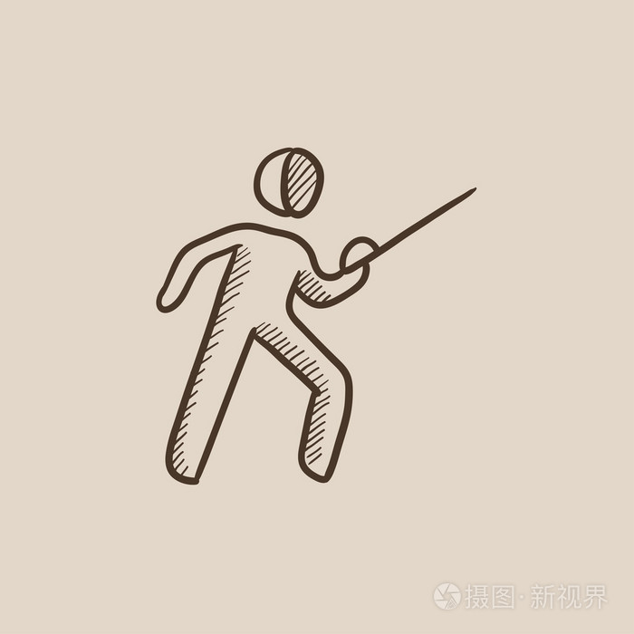 击剑素描图标