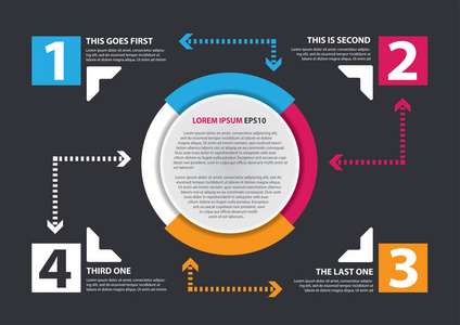 图表与多彩轮设计 箭头和数字选项模板