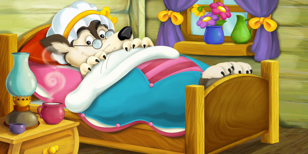 动漫床上触手一只狼躺在床上的卡通场景照片