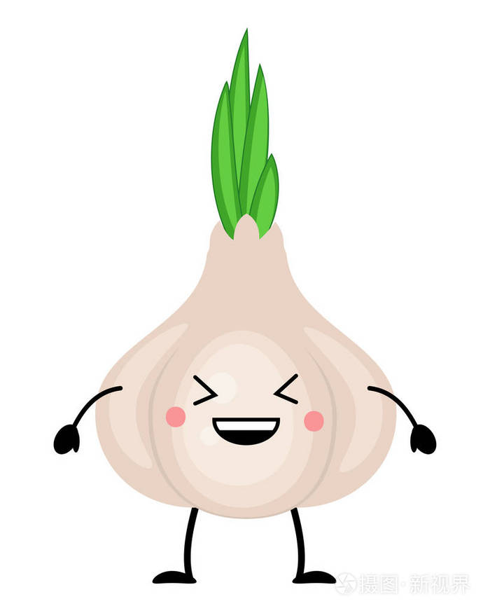 白炭素的扁平型大蒜矢量图解