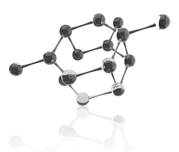 蓝色玻璃分子结构。3d 渲染