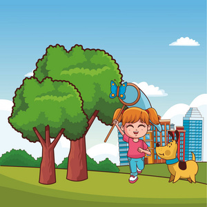 孩子们在公园卡通游戏照片