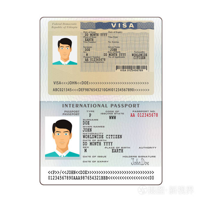矢量国际开放护照与埃塞俄比亚签证