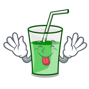 舌头出绿色冰沙吉祥物卡通
