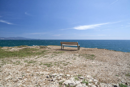 在 L Escala，布拉瓦海岸，加泰罗尼亚，西班牙地中海海滩