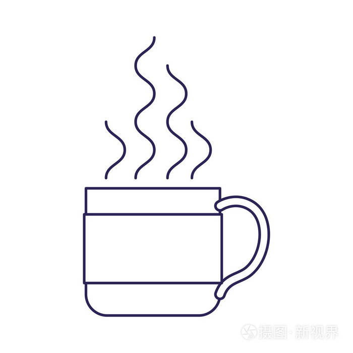 紫色的线轮廓的杯热咖啡插画-正版商用图片0pw8lp-摄图新视界