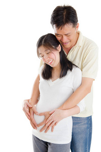 亚洲的怀孕夫妇