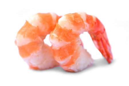 烧熟的孤立的白色背景上的橙色虾