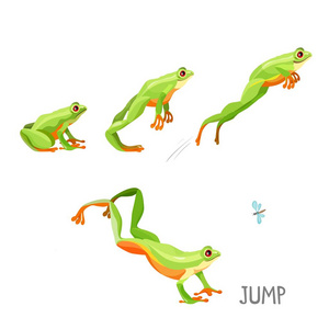 蛙跳序列卡通矢量插画