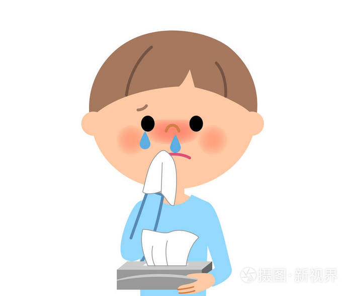 年轻的男孩鼻子堵塞