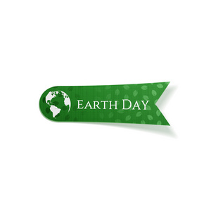 地球一天现实绿色纸标签上的文本