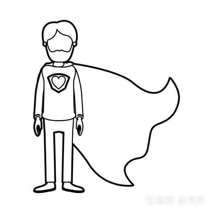 心符号在制服漫画厚轮廓不露面全身具髯毛的超级英雄