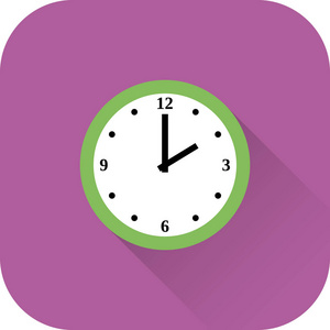 时钟的图标.矢量.平的设计与长长的影子照片