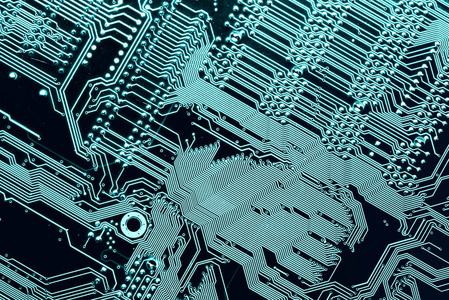 电路板。电子计算机硬件技术。主板数字芯片。科技科学背景。综合的通信处理器。信息工程的组成部分