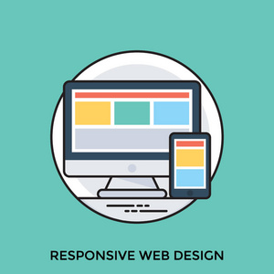 计算机和带有屏幕设计过程的移动设备, 代表响应 web 设计的概念