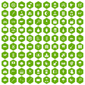 100牛图标六角绿色