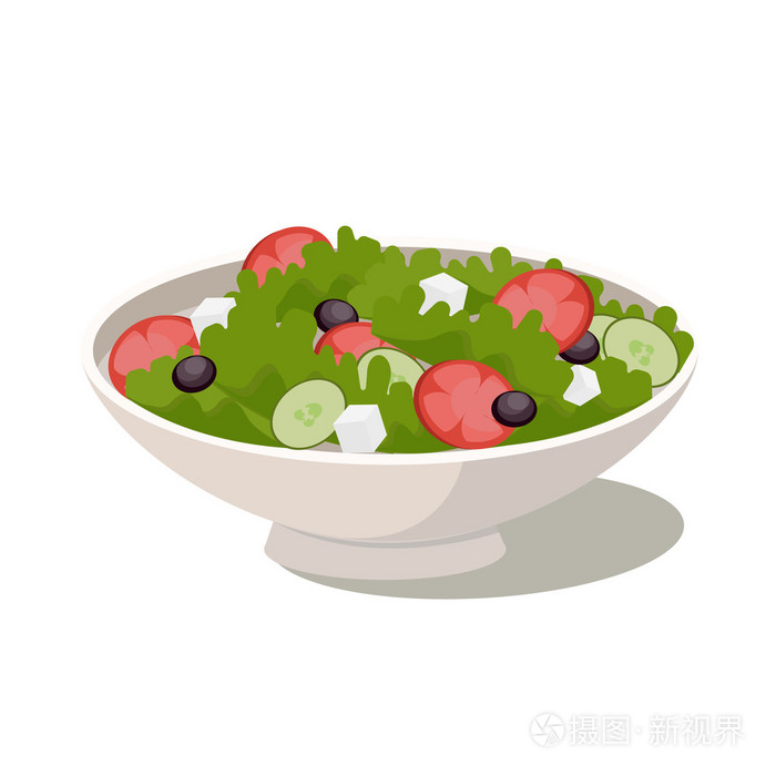 天然新鲜的蔬菜沙拉有机食品饮食平面样式