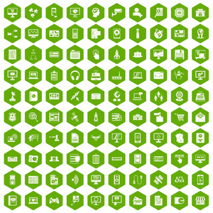 100数据库图标六角绿色