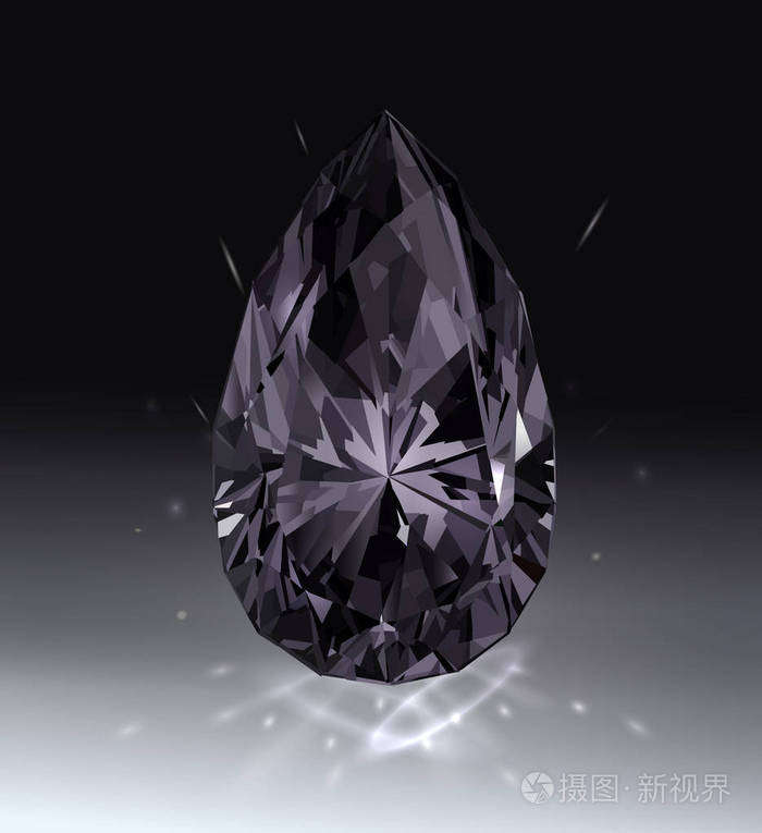 珍贵的黑色石头黑曜石在黑暗背景下孤立矢量插图