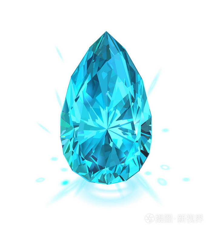 美丽的浅蓝色宝石蓝宝石孤立白色背景矢量插图