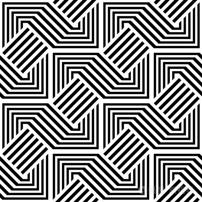设计无缝单色的几何图案抽象的条纹背景矢量艺术