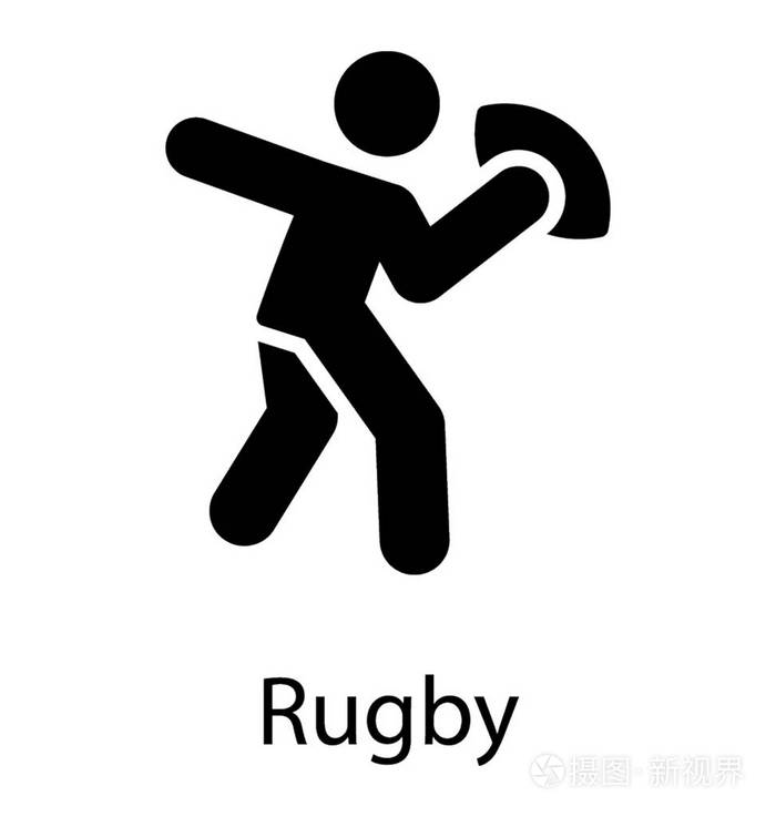 一个人的象形文字与长方形的形状的球在手这是橄榄球图标