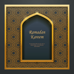 斋月的伊斯兰设计清真寺门窗花纹, 理想的东方贺卡网页横幅设计