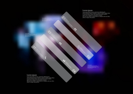歪斜的菱形图图表模板分为五个独立灰色部分