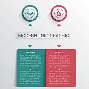 信息图表设计模板 颜色的按钮和 2 板形状