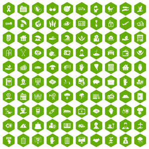 100保险图标六角绿色