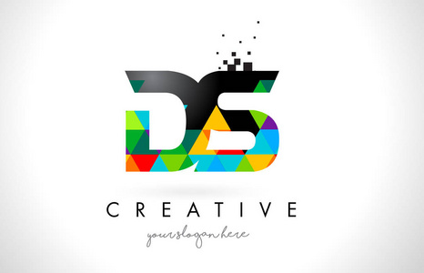 加工三d图标五颜六色的三角形纹理设计向量 ds d s 字母标志照片