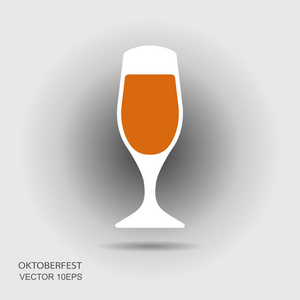 啤酒杯或啤酒玻璃平板图标