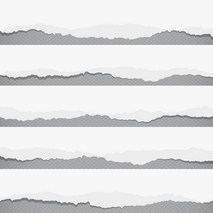 张撕裂白色空白纸贴上灰色的平方 条纹背景