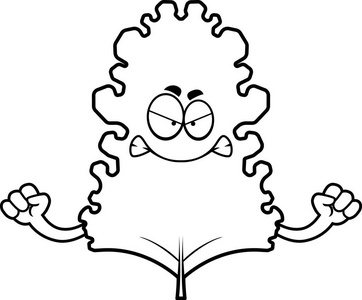 甘蓝叶生气的卡通羽衣甘蓝叶插画