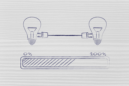 灯泡连接与双插头和进度栏