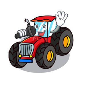 唱拖拉机吉祥物卡通风格车库的图标集,波普艺术风格耳机和蒸汽朋克