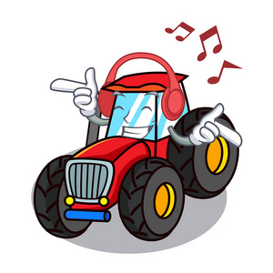汽车引擎音乐听音乐拖拉机吉祥物卡通风格照片