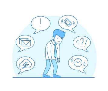 一团糟疲劳疲劳的商人一团糟插画