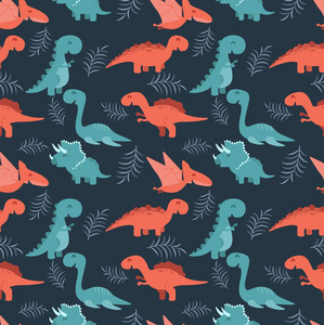 卡通恐龙无缝图片