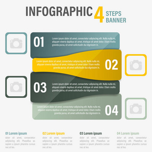 图表四个步骤矢量旗帜。第 10 部分
