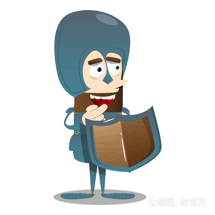 勇敢的盔甲骑士矢量卡通人物插画