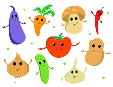 可爱的卡通蔬菜一套照片