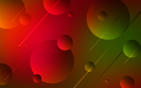 深绿色, 红色矢量模板与圆圈。现代抽象插图与五颜六色的水滴。广告海报网站横幅的新设计