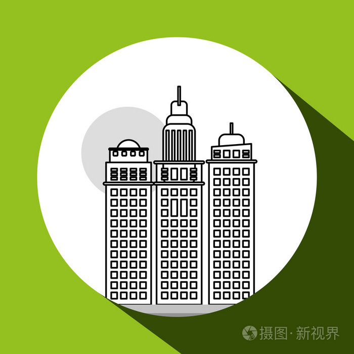 城市与建筑的图标设计，矢量图