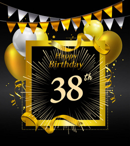 38年纪念日.生日快乐标志, 装饰背景照片