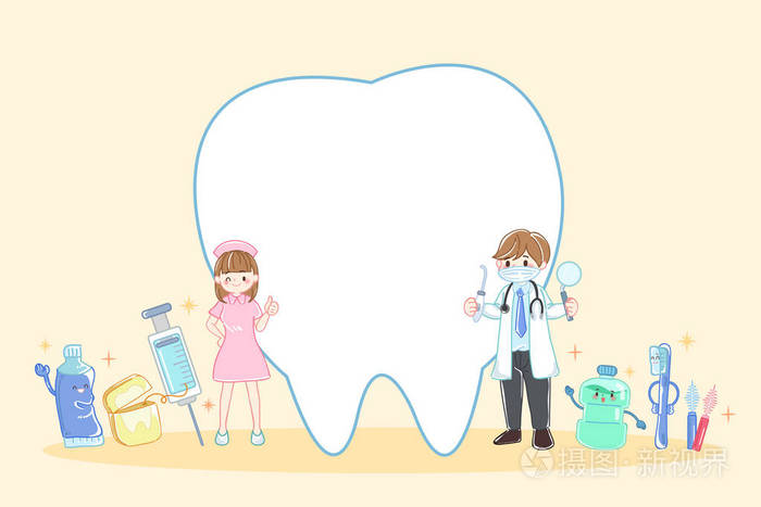 牙齿牙科医生的黄色背景下的概念