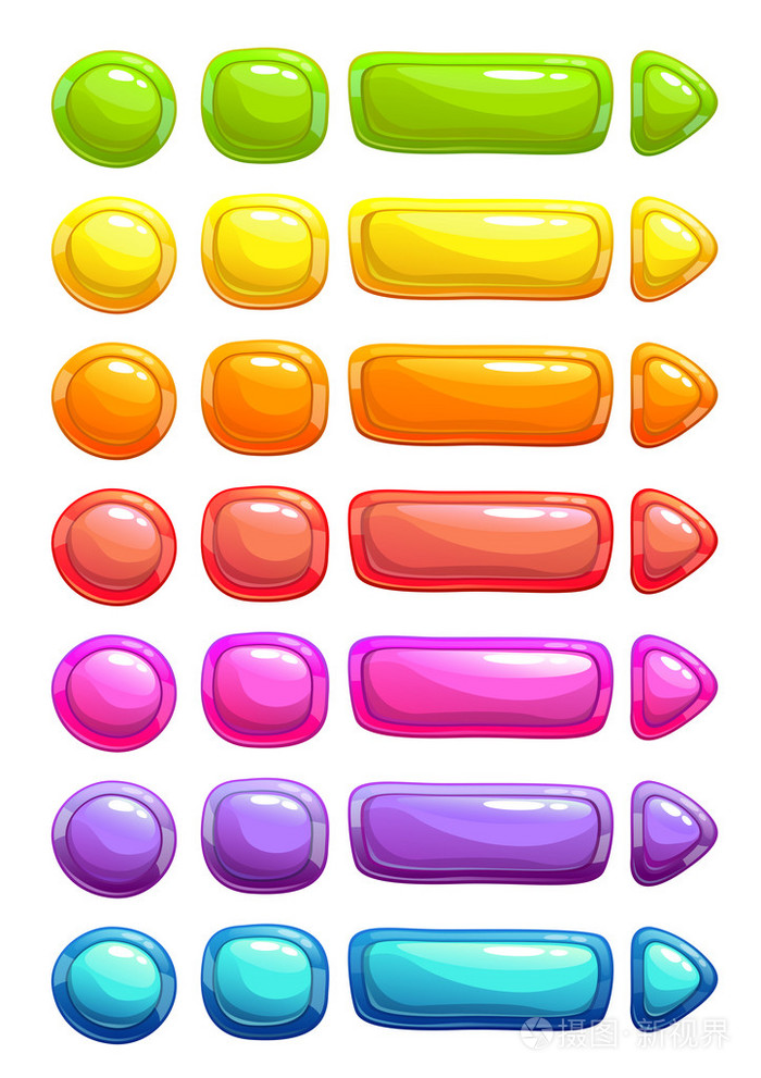 可爱的卡通炫彩矢量果冻按钮插画-正版商用图片0pyizs-摄图新视界