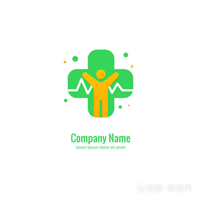 标志设计抽象医学矢量模板.标识交叉健康符号的图解设计